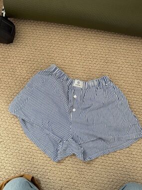 High-Waist Blue & White Striped Women's Shorts